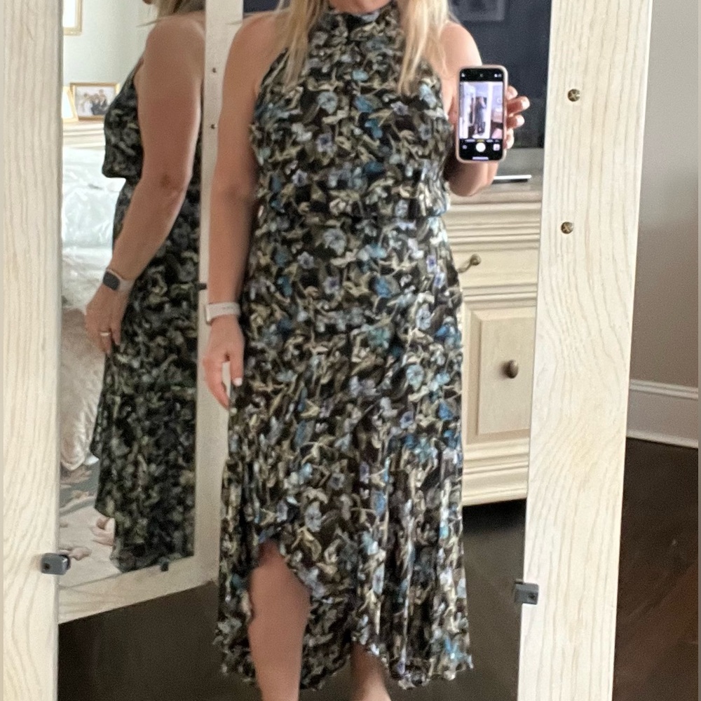 Black and Blue Asymmetrical Ruffled Sundress - Picture 3 of 3